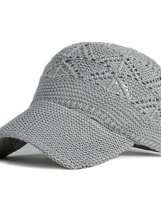 Glossy Ladies Knitting Sun Hat Summer Outdoor Hollow Mesh Breathable Sunshade Hats New Fashion All-Match Lady Baseball Hat - LuckyFash™
