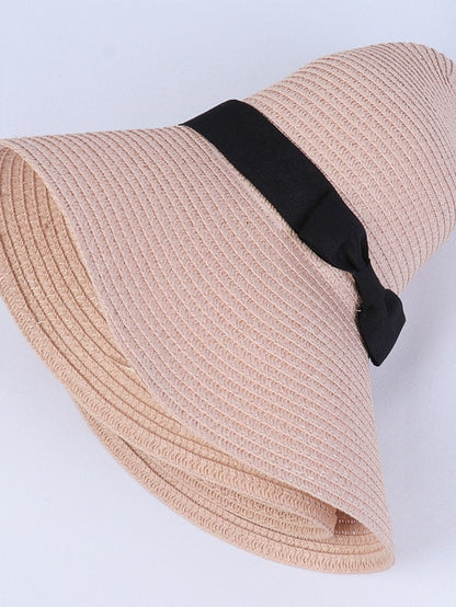 Hat Straw Hat Black Pink Khaki Outdoor Daily Holiday Braided Bow Pure Color Portable Sun Protection Breathable for Women - LuckyFash™