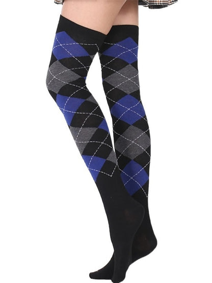 Women's Stockings Work Daily Holiday Plaid Polyester Cotton Simple Casual Lolita Casual Cute Casual / Daily 1 Pair - LuckyFash™