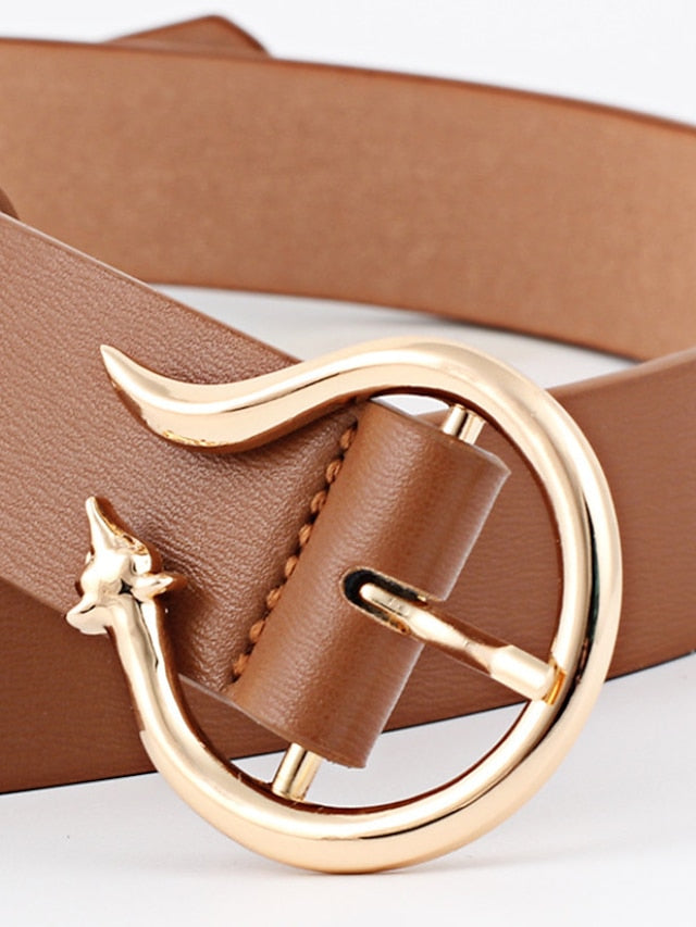 Women's Unisex PU Buckle Belt PU Leather Prong Buckle Plain Casual Classic Party Daily Black Pink Red Brown - LuckyFash™