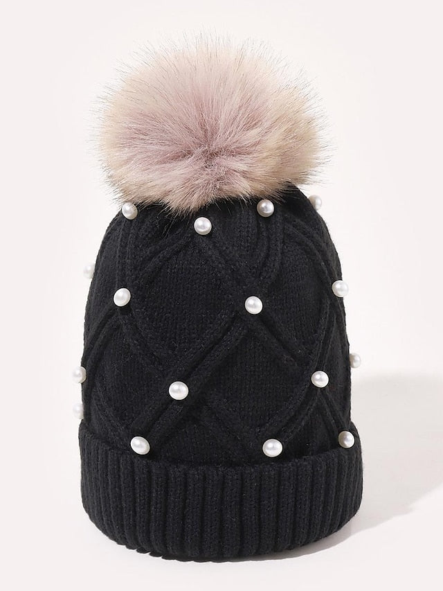 new women's wool knitted hat autumn and winter warm wool ball cap thickened wild face-lift travel hat - LuckyFash™