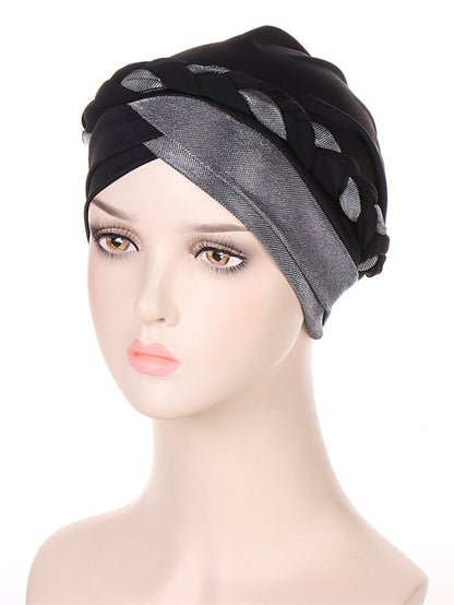 Muslim Turban Glitter Braids Women Forehead Cross Inner Hijab Islamic Head Wrap Arab Underscarf Bonnet Stretchy Cap - LuckyFash™