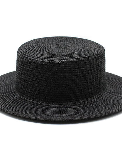 Sun Hats Women Caps Flat Top Wide Brim Straw Hat Summer Beach Casual White Black Hats - LuckyFash™