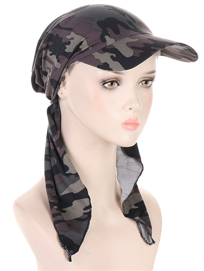 Camouflage Leopard Print Muslim Hijab Turban Hat for Women Girls Baseball Cap Sun Hats Headscarf Scarf Cap Solid Color Fashion Women Soft scarves - LuckyFash™
