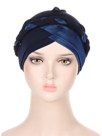 Muslim Turban Glitter Braids Women Forehead Cross Inner Hijab Islamic Head Wrap Arab Underscarf Bonnet Stretchy Cap - LuckyFash™