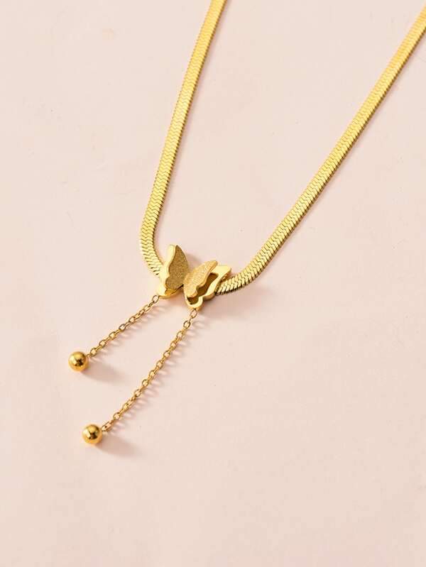 Butterfly Decor Necklace-Gold - LuckyFash™