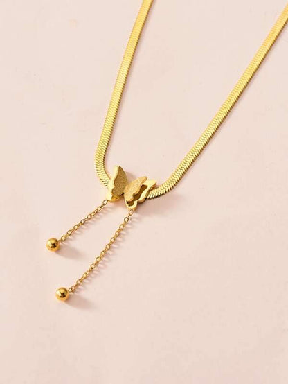 Butterfly Decor Necklace-Gold - LuckyFash™