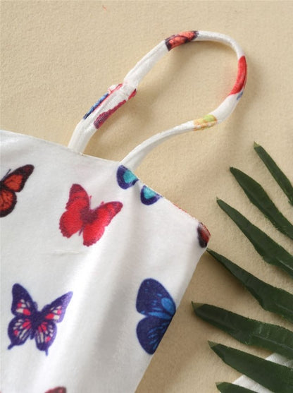 Butterfly Print Lace Up Back Tube Bodycon Dress - LuckyFash™