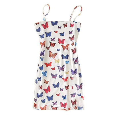 Butterfly Print Lace Up Back Tube Bodycon Dress - LuckyFash™