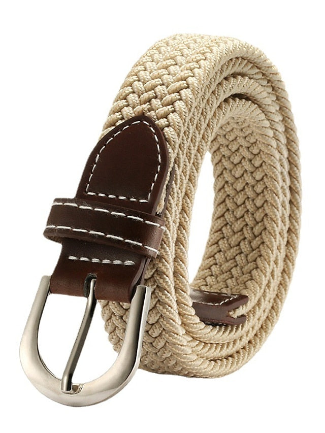 Men's Women's Web Belt Canvas Buckle Free Plain Classic Casual Work Daily Black Blue Green Dark Blue - LuckyFash™