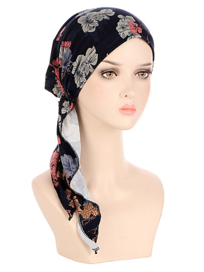 Womens Muslim Printed Hijab Hat Turban Hair Care Cap Indian Beanie Flower Head Wrap Scarf Cover Hair Loss Headwear Bonnet New - LuckyFash™