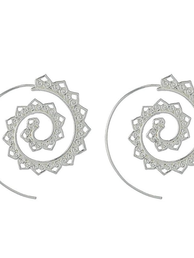 european and american new oval spiral earrings exaggerated swirl gear shape heart shape retro ear jewelry wholesale - LuckyFash™