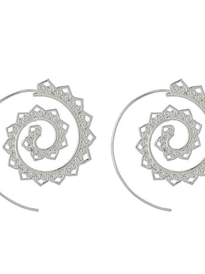 european and american new oval spiral earrings exaggerated swirl gear shape heart shape retro ear jewelry wholesale - LuckyFash™