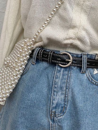 Women's Unisex PU Buckle Belt PU Leather Prong Buckle Plain Casual Classic Party Daily White Black Brown - LuckyFash™