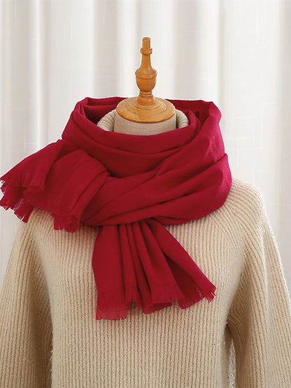 Women's Women's Shawls & Wraps Party Black Scarf Pure Color / Basic / Red / Fall / Winter / Imitation Cashmere - LuckyFash™