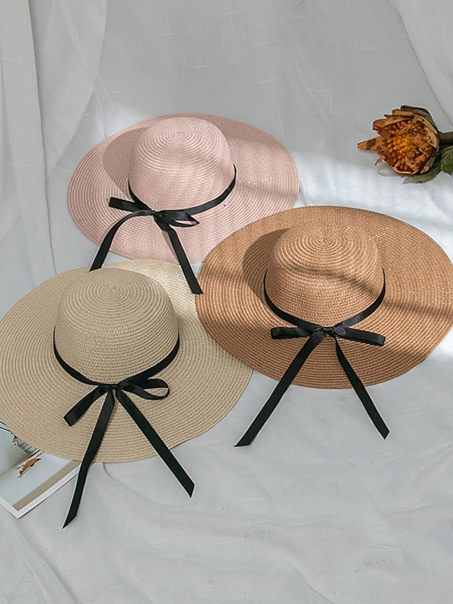 Multi Colors with Black Ribbon Beach Hat Floppy Beach Hats Personalized Beach Hat Friend Gift Summer Sun Hat - LuckyFash™