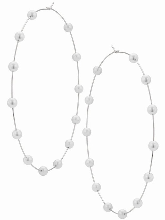 gold hoop pearls huge earrings thin lightweight circle jewelry for women - LuckyFash™