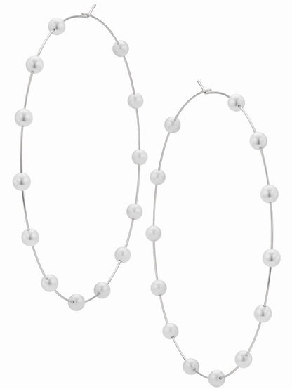 gold hoop pearls huge earrings thin lightweight circle jewelry for women - LuckyFash™