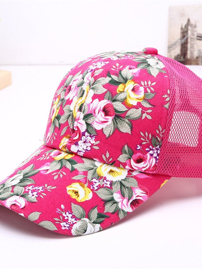 Women's Breathable Trucker Hat Baseball Cap Sun Shade Fashion Ladies Sunscreen Floral Mesh Peaked Caps Flower Hat Sun Hat Casual Wild - LuckyFash™