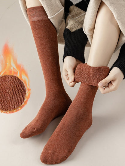 Knee High Socks Home Gift Daily Solid Color Retro Polyester Knit Business Formal Casual Warm Elastic 1 Pair for Women - LuckyFash™