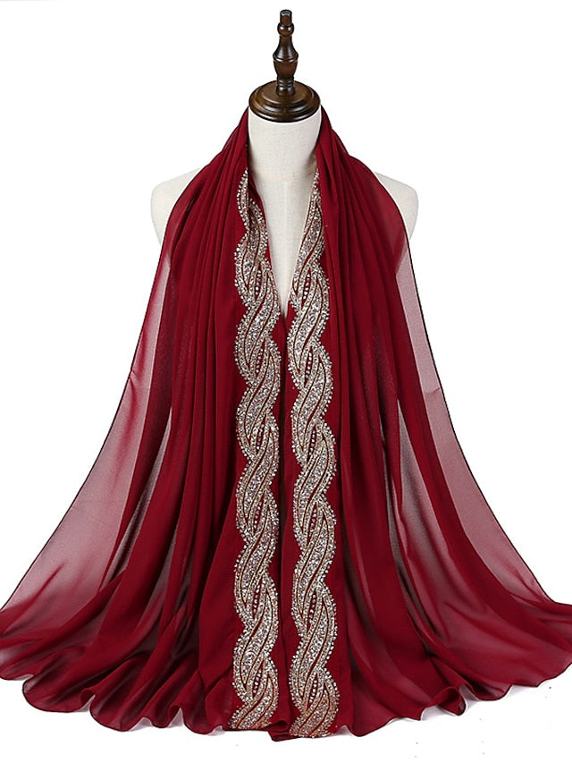 New Muslim Chiffon Hijab for Women Scarf with Sequins Femme Islam Glitter Headscarf Islamic Hijab Shawls Wraps - LuckyFash™