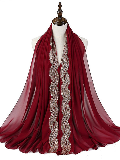 New Muslim Chiffon Hijab for Women Scarf with Sequins Femme Islam Glitter Headscarf Islamic Hijab Shawls Wraps - LuckyFash™
