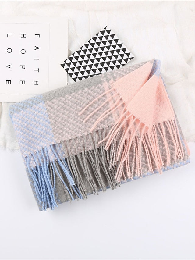 Women's Women's Shawls & Wraps Christmas Street Dailywear Camel Blue Pink Scarf Plaid - LuckyFash™