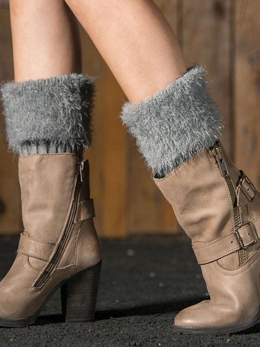 Leg Warmers Boot Cuffs Work Daily Solid Color Acrylic Fibers Basic Classic Warm 1 Pair for Women - LuckyFash™