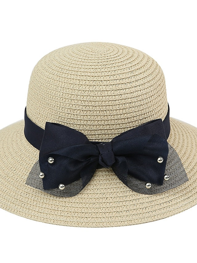 Summer Holiday Casual Women Straw Hat Beach Round Top Outdoor Bow Sun Hat - LuckyFash™