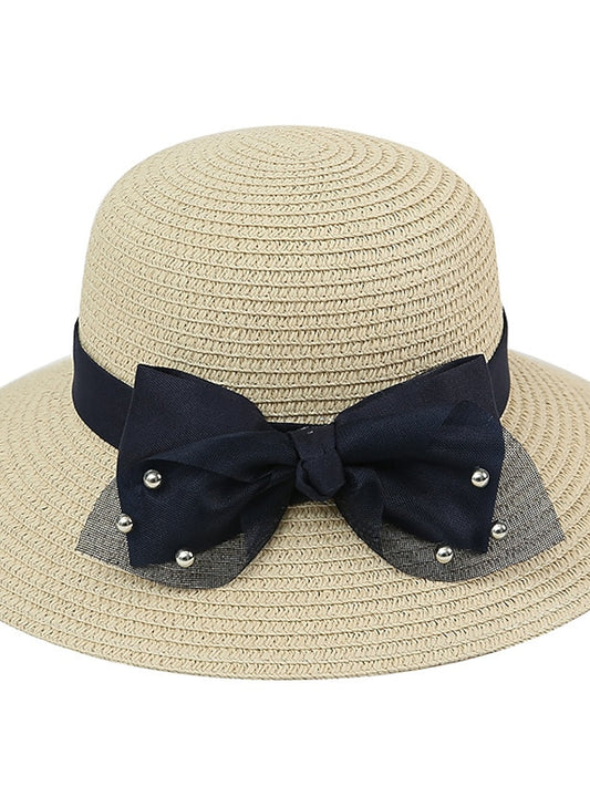 Summer Holiday Casual Women Straw Hat Beach Round Top Outdoor Bow Sun Hat - LuckyFash™