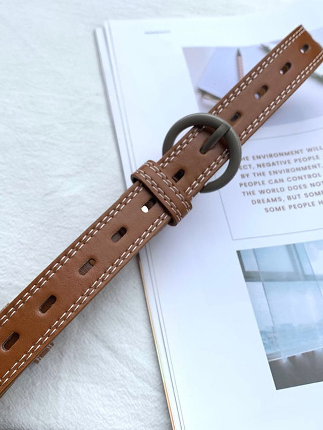 Women's Unisex PU Buckle Belt PU Leather Prong Buckle Plain Casual Classic Party Daily White Black Brown - LuckyFash™