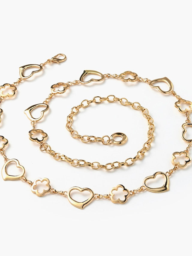 Women's Unisex Chain Belt Metal Chain Buckle Free Flower Decor Casual Classic Party Daily Silver Gold - LuckyFash™