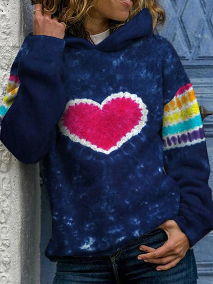 Women's Hoodie Sweatshirt Pullover Active Basic Navy Blue Blue Graphic Tie Dye Street Hoodie Long Sleeve - LuckyFash™