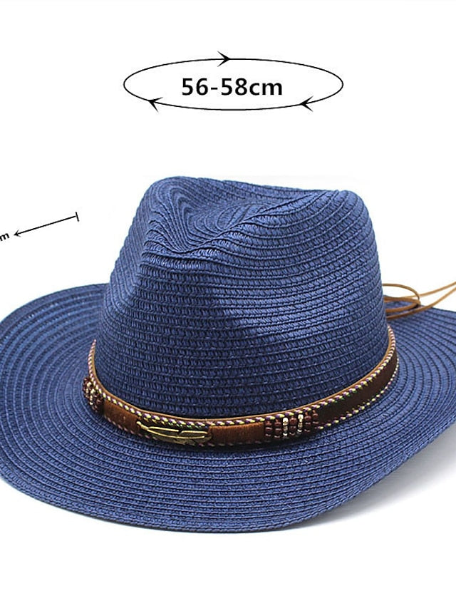 Men's Women's Sun Hat Straw Hat Sports & Outdoor Daily Holiday Solid / Plain Color Straw Retro Simple Style Sunscreen 1 pcs - LuckyFash™