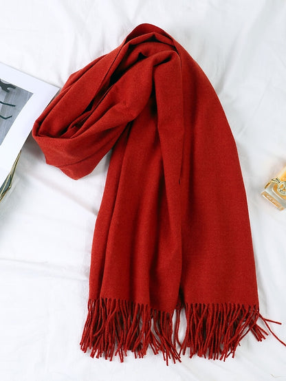 Women's Women's Shawls & Wraps Party Black Scarf Pure Color / Basic / Red / Fall / Winter / Polyester - LuckyFash™