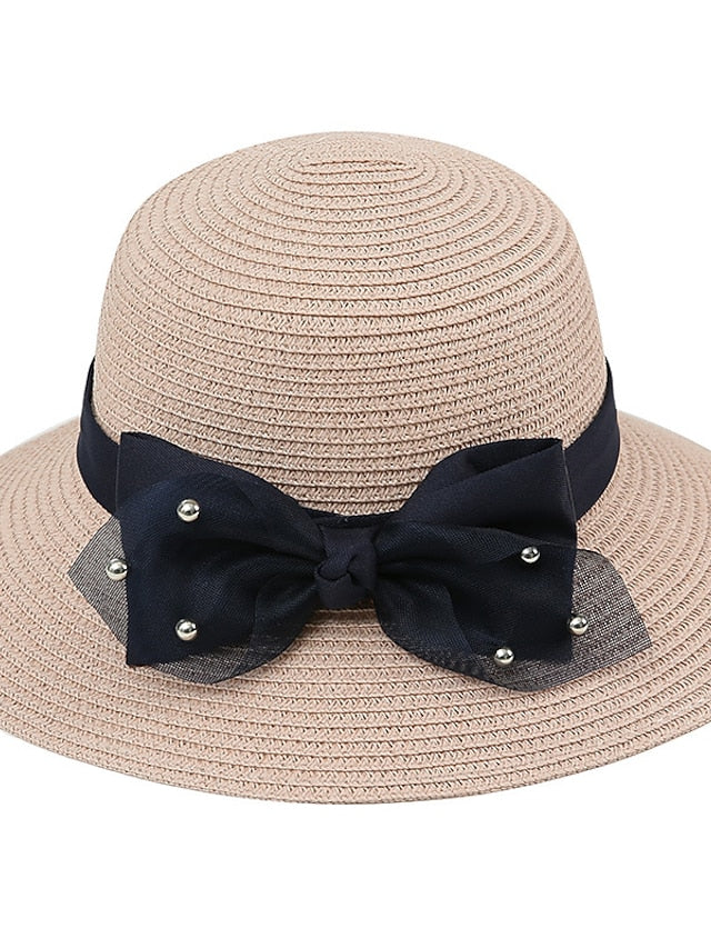 Summer Holiday Casual Women Straw Hat Beach Round Top Outdoor Bow Sun Hat - LuckyFash™