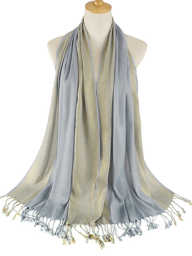 Plain Fashion Print Glitter Tassels Plaid Stripe Scarf Long Hijab Muslim Scarves/scarf for Women - LuckyFash™