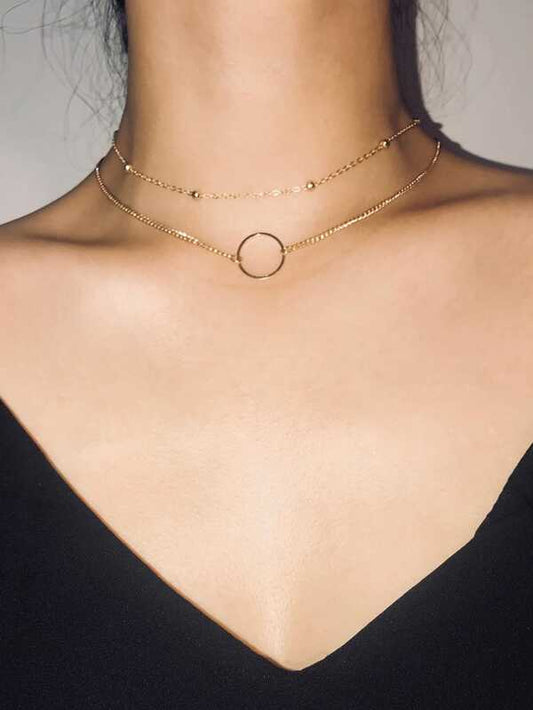 Circle Detail Choker Set 2pcs - LuckyFash™