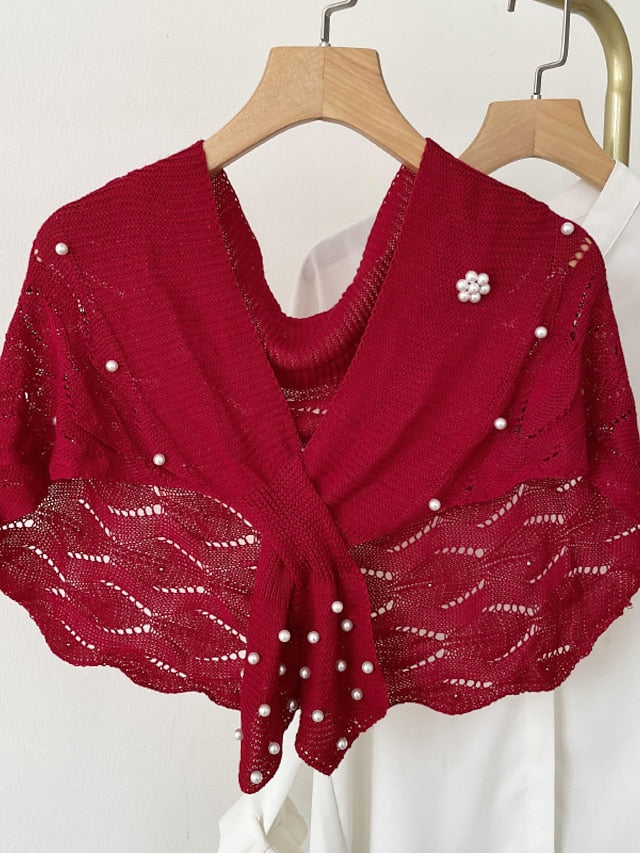 Casual Knitted Fake Collars for Women's Hollow Out Blouse Tops Shoulder Wraps Shawls Detachable False Collar Windproof Shawl - LuckyFash™