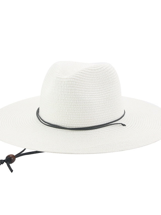 Women's Hat Straw Hat Black Khaki Beige Outdoor Daily Holiday Braided Pure Color Portable Sun Protection Breathable - LuckyFash™