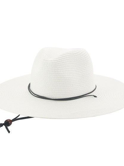 Women's Hat Straw Hat Black Khaki Beige Outdoor Daily Holiday Braided Pure Color Portable Sun Protection Breathable - LuckyFash™