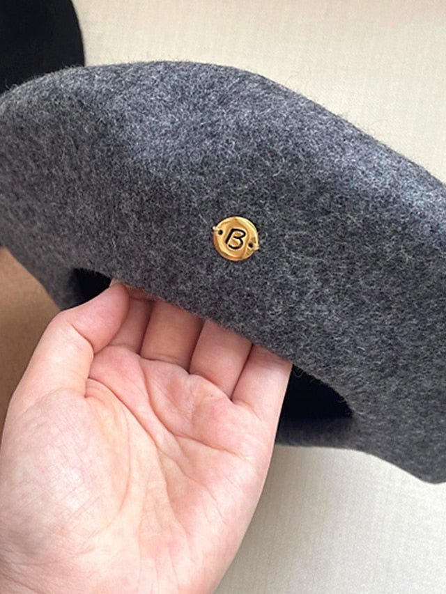 Women's Hat Beret Hat Winter Hats Black Camel Gray Outdoor Daily Holiday Pure Color Letter Comfort Warm Breathable - LuckyFash™