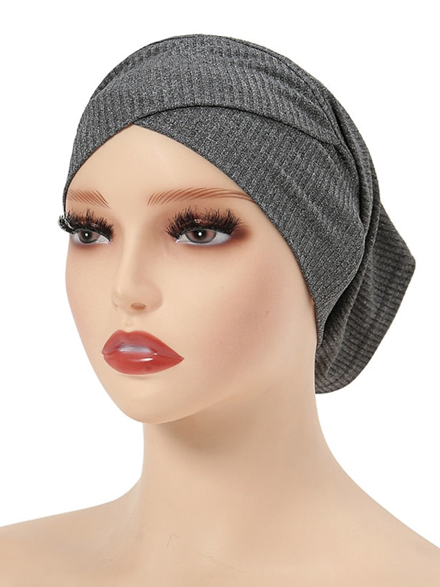 Simple Turban Cap Muslim Hijab Women Head Scarves Islamic Underscarf Bonnet Headscarf Stretch Jersey Cap Solid Color Muslim Turban Hats - LuckyFash™