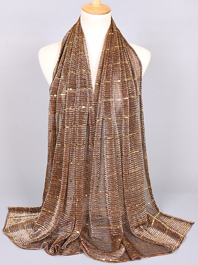 Plain Color Slide silk crumpled silver silk Hijab Headband Female Islamic Head Cover Wrap for Women Muslim Hijabs Hair Scarves - LuckyFash™