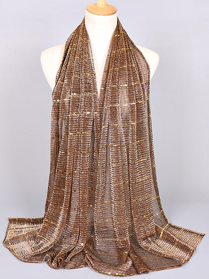 Plain Color Slide silk crumpled silver silk Hijab Headband Female Islamic Head Cover Wrap for Women Muslim Hijabs Hair Scarves - LuckyFash™