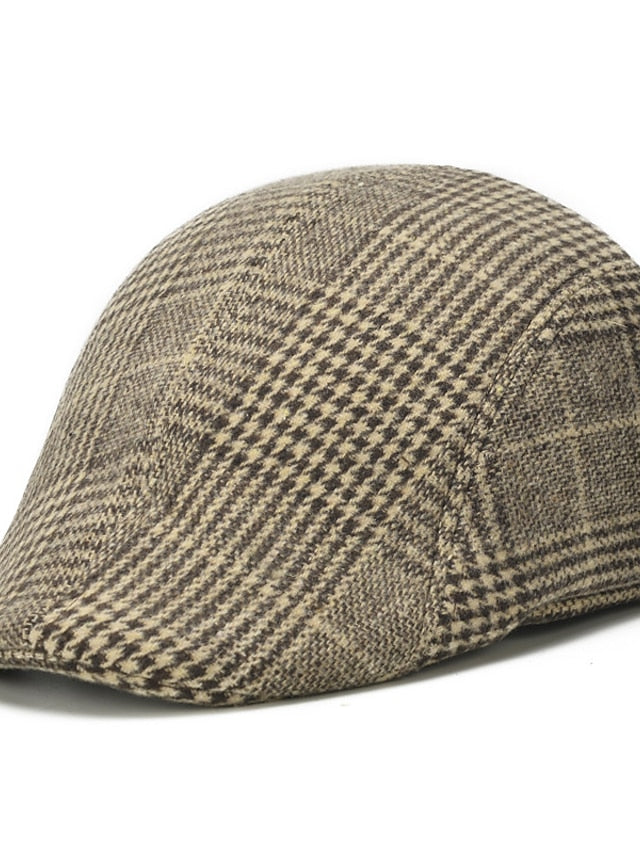 Women's Hat Beret Hat Winter Hats Light Gray Dark Gray Coffee Outdoor Street Dailywear Geometrical Plaid Warm Breathable - LuckyFash™