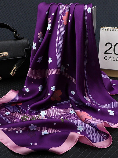 Floral Scarf Shalw Women Wraps Hijab Foulard Female Bandana Print 70cm Square Satin Scarves Stoles Gift - LuckyFash™