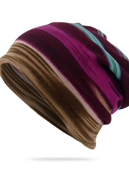 unwstyu unisex multi-purpose hat, neck warmer, contrasting colors, striped, skull hat purple - LuckyFash™