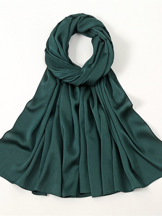 Crinkle Satin Hijab for Muslim Women Crepe Plain Shawl Wrinkle Solid Long Turban Islam Headscarf Solid Color Head Wrap Fashion - LuckyFash™