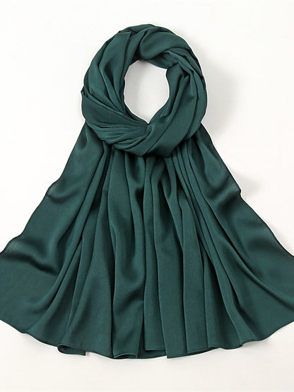 Crinkle Satin Hijab for Muslim Women Crepe Plain Shawl Wrinkle Solid Long Turban Islam Headscarf Solid Color Head Wrap Fashion - LuckyFash™